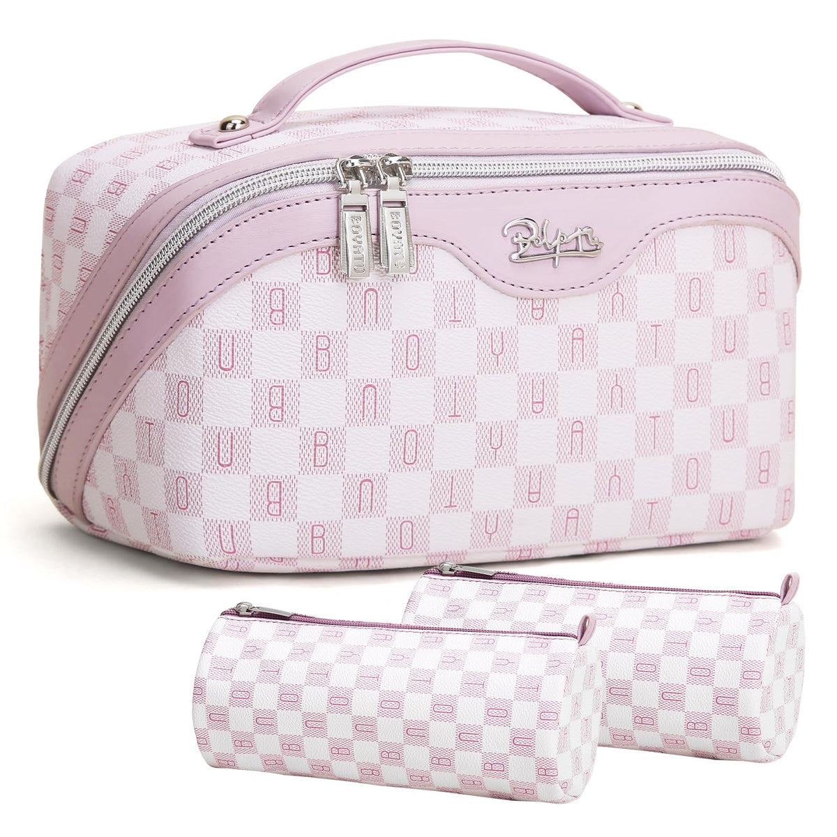 BOYATU Travel Makeup Bag Organizer: 3 Pcs Large Cosmetic Bags Set for Women