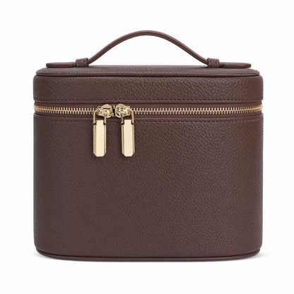 Cosmetic Case, Leather Makeup Bag, Portable Handheld Makeup Case, Detachable Compartments