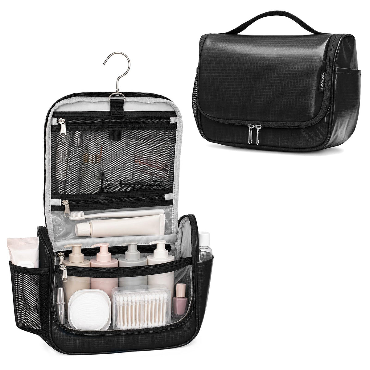 Travel Toiletry Bag for Women & Men, Waterproof Hanging Makeup Organizer