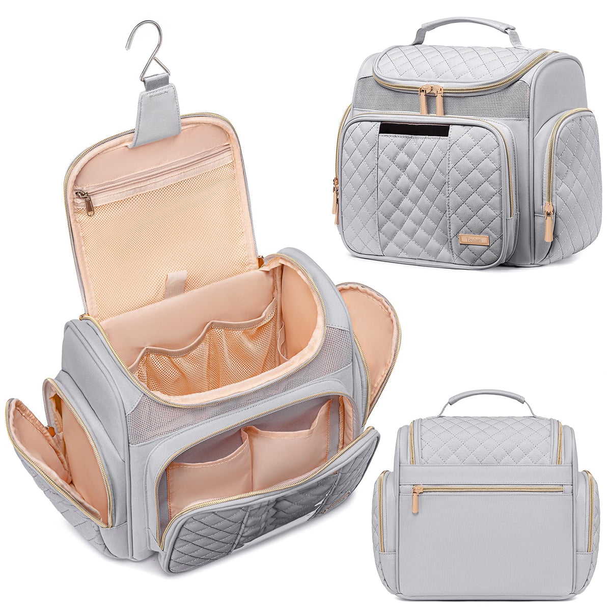 Tealari Large Toiletry Bag for Women Men,Bathroom Bag,Water Resistant Shower Bag,Makeup Bag,Portable Shower Caddy for College Dorm,Hanging Travel Toiletry Bag with Transparent Waterproof Phone Pocket