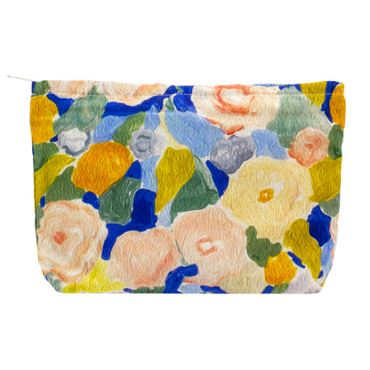 Flat Makeup Bag for Women,Zipper Cosmetic Pouch for Purse,Strawberry Beige