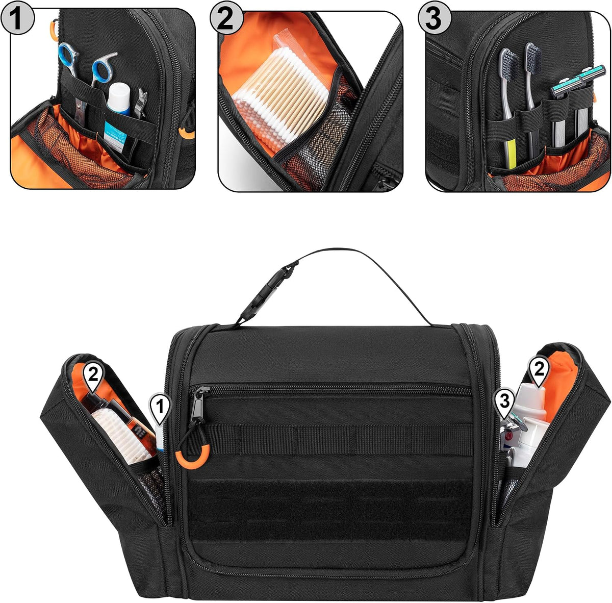 Tactical Toiletry Bag for Men, Large Hanging Dopp Kit Hygiene Bag
