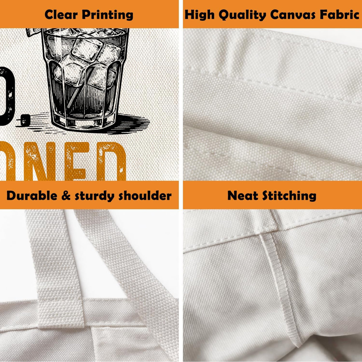Old Fashioned Canvas Tote Bag, Funny Whiskey Gift for Men