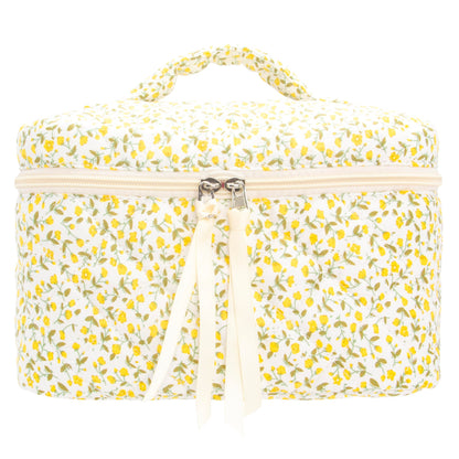 Quilted Makeup Bag for Women, Travel Cosmetic&Toiletry Bag,Gauze Heart