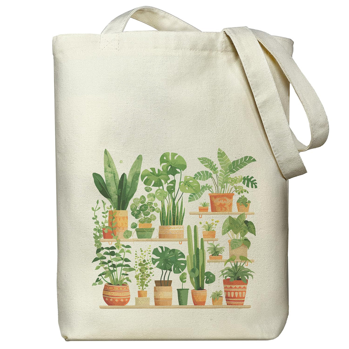 itgowisa Canvas Tote Bag with Zipper Pocket, Reusable Grocery Bag for Daily