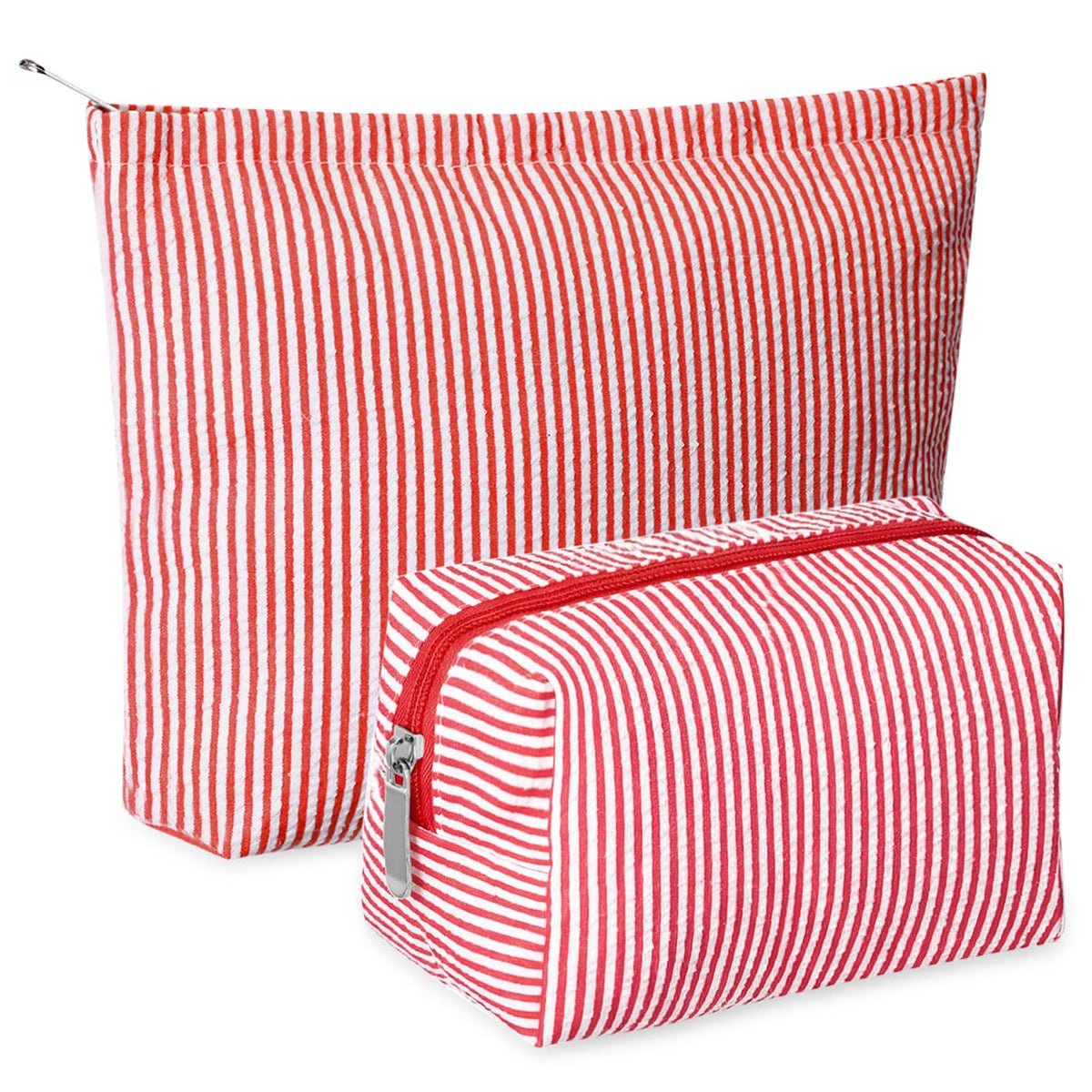 Huhumy 2 Pcs Makeup Bag Set for Women, Khaki, Thin Stripe