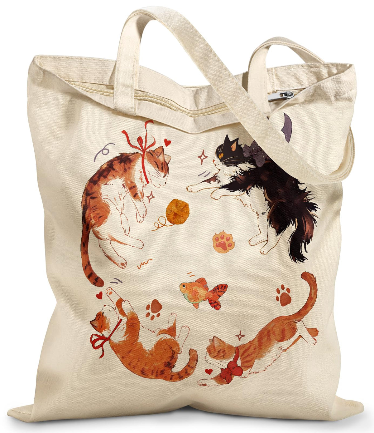 Miss Adola Canvas Tote Bag with Zipper for Women