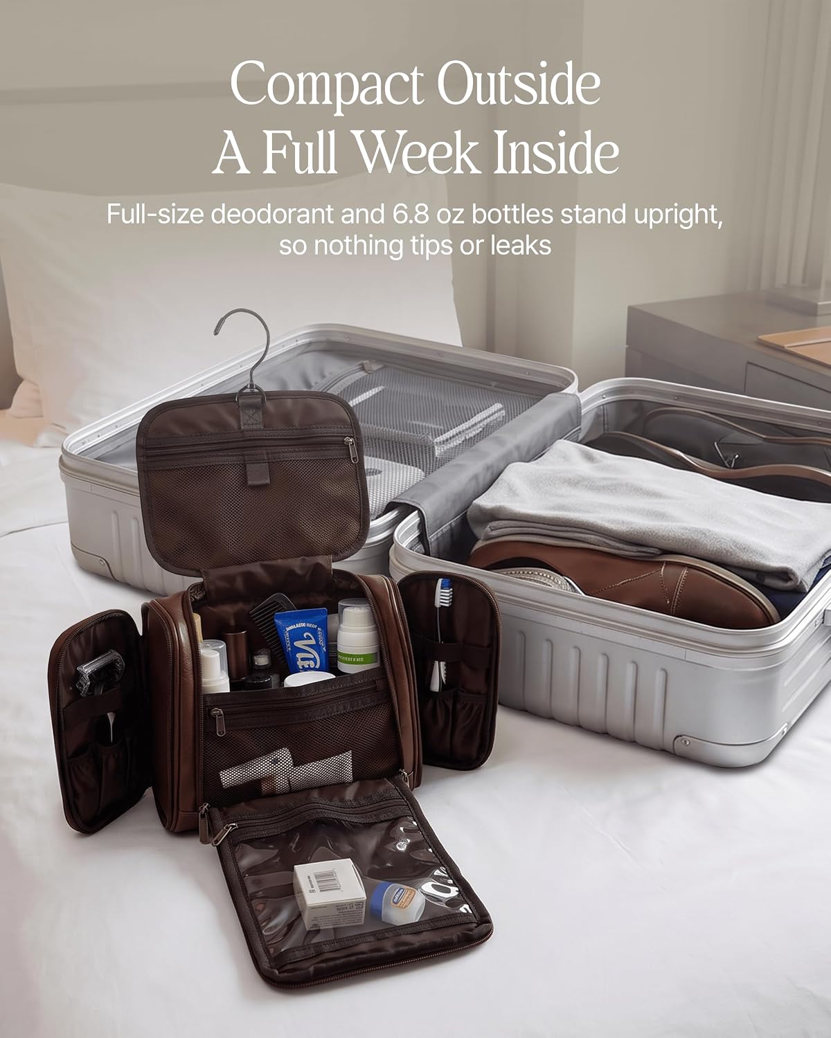 PageA Mens Toiletry Travel Bag, Compact Hanging Dopp Kit