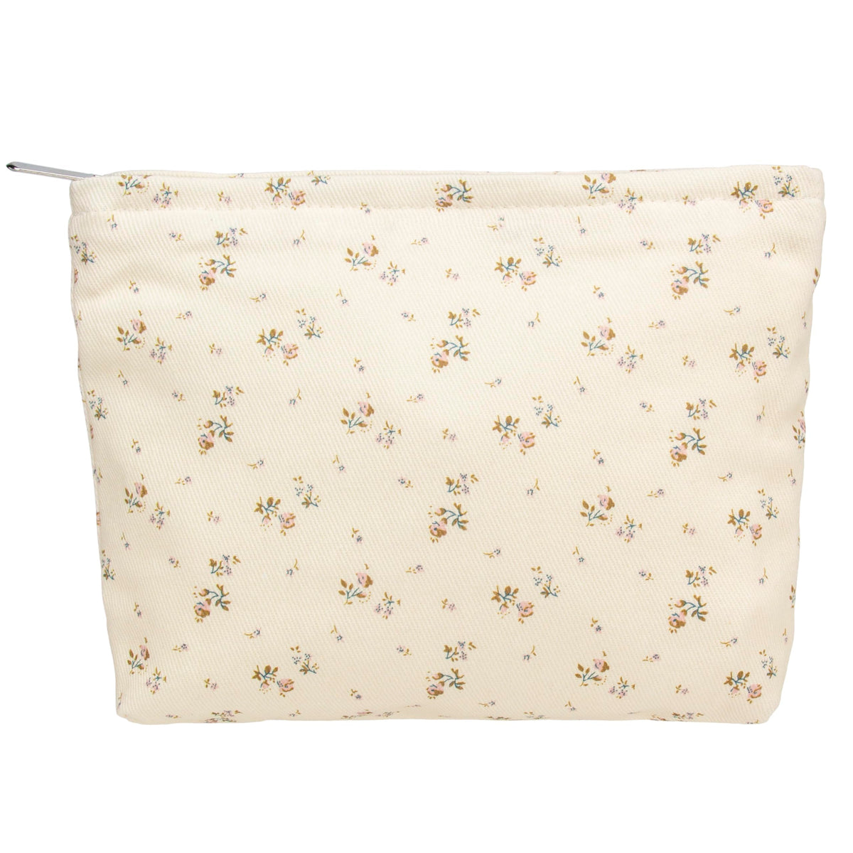 Flat Makeup Bag for Women,Zipper Cosmetic Pouch for Purse,Strawberry Beige