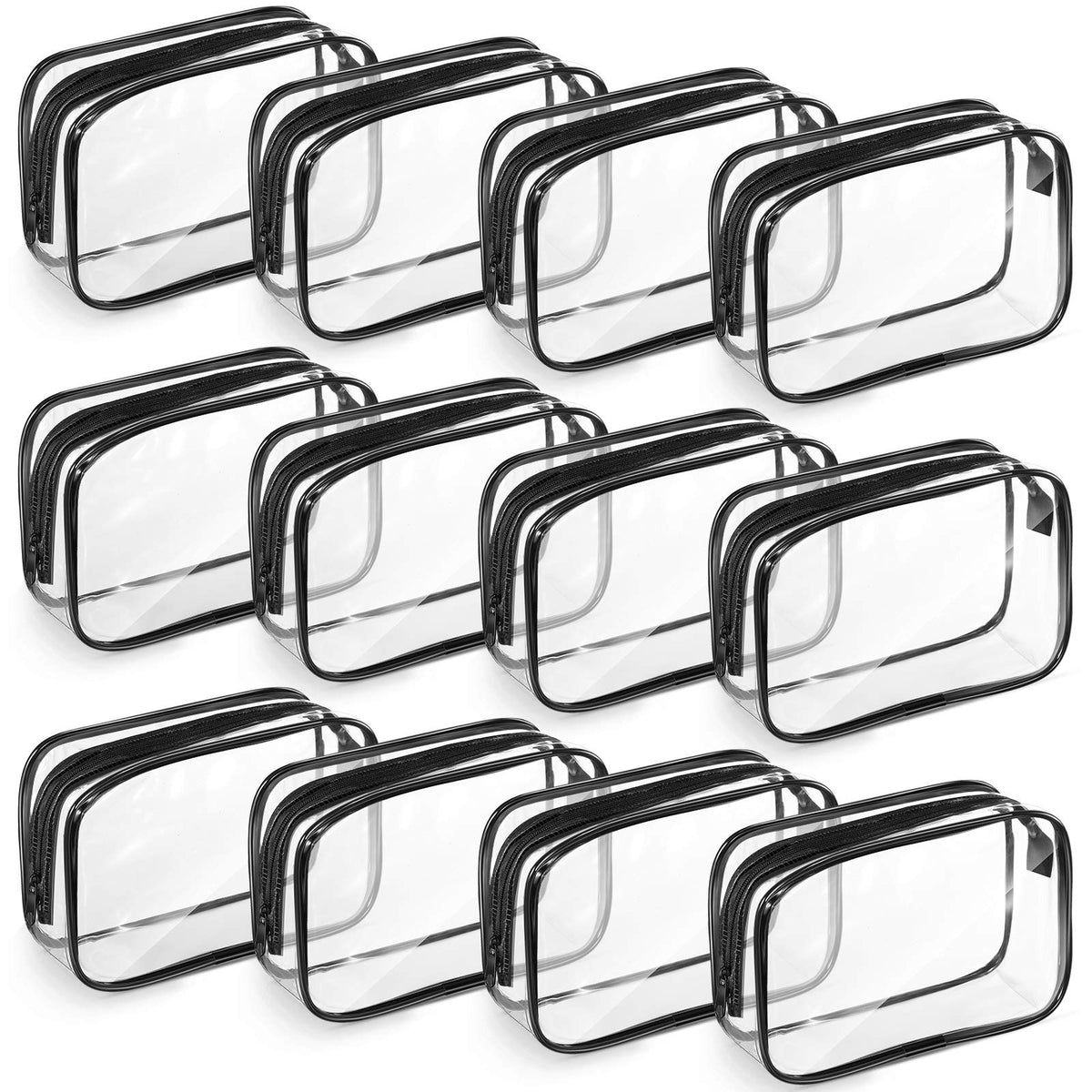 Weewooday 12 Pcs Clear Cosmetic Bags PVC Zipper,None