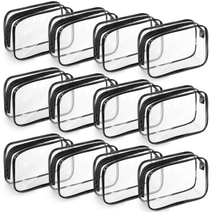 Weewooday 12 Pcs Clear Cosmetic Bags PVC Zipper,None