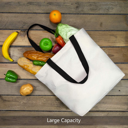 TOPDesign 2-Pack Canvas Tote Bags with Magnetic Snap, Reusable Grocery Shopping Bags, DIY Your Creative Designs