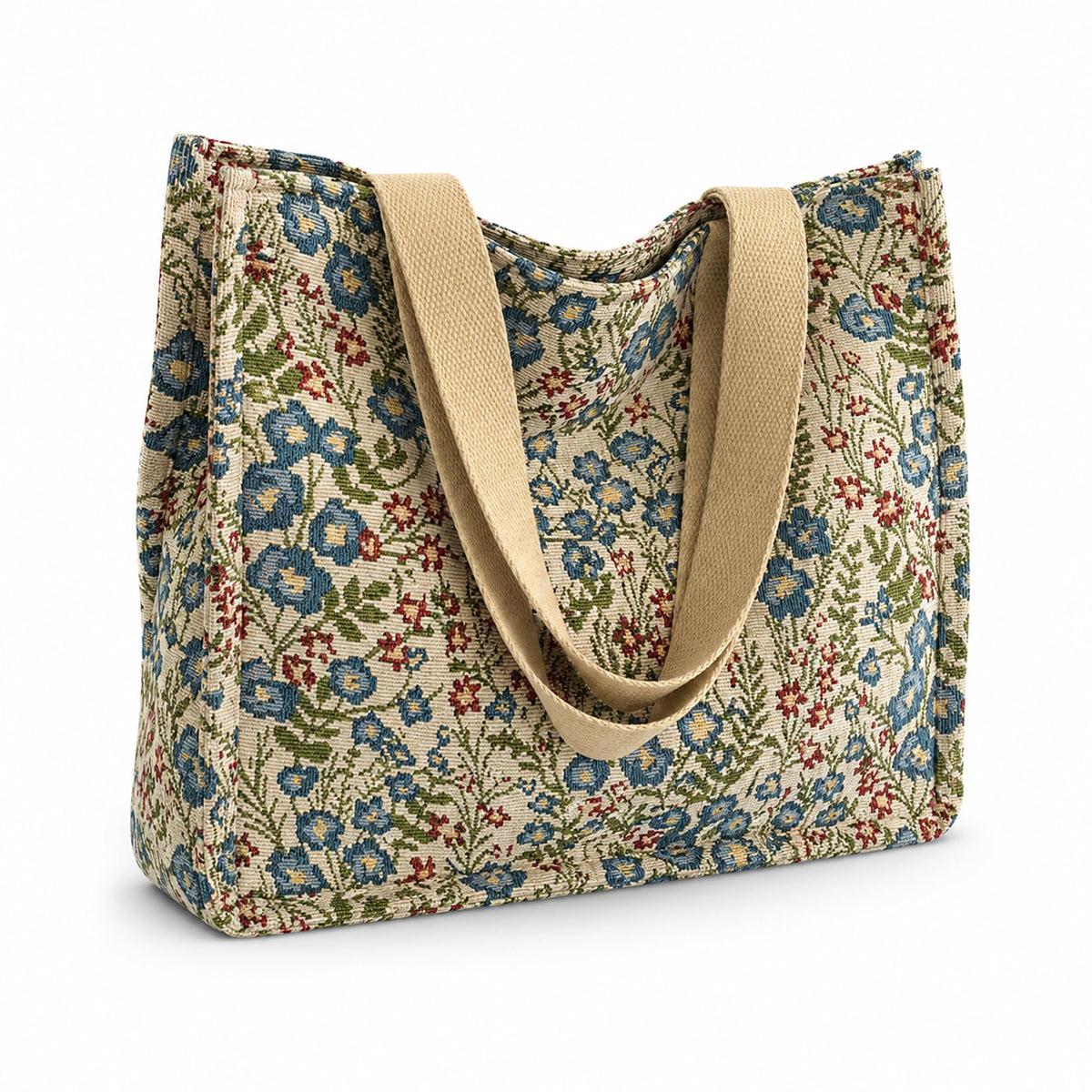 Canvas Tote Bag for Women, Floral Reusable Shoulder Bag Ladies Cute Cloths Handbags for Work Travel