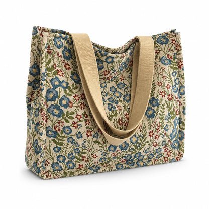 Canvas Tote Bag for Women, Floral Reusable Shoulder Bag Ladies Cute Cloths Handbags for Work Travel