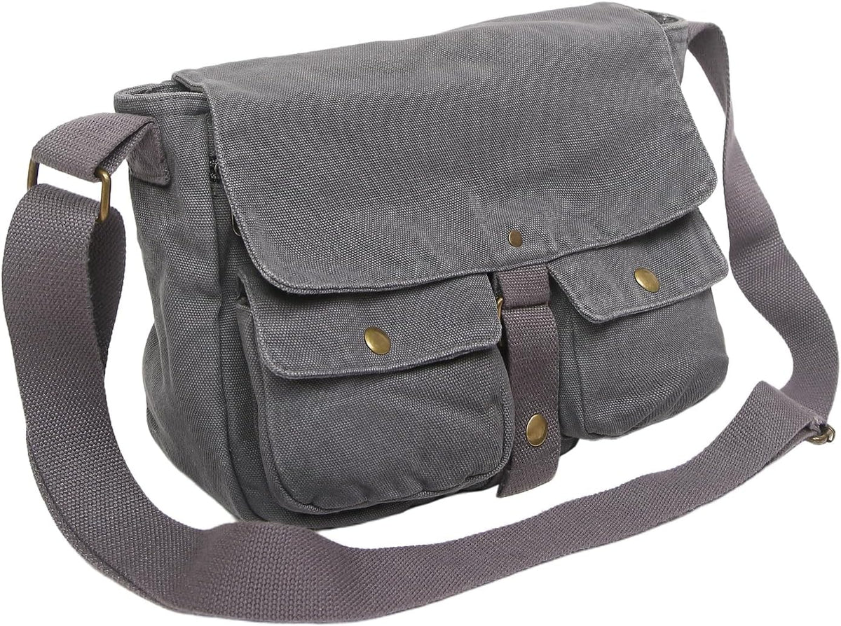AFGWK School Vintage Canvas Messenger Bag for Men Crossbody Shoulder Bag Satchel Handbags