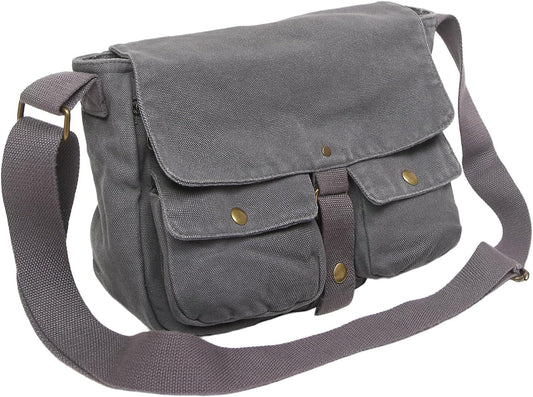 AFGWK School Vintage Canvas Messenger Bag for Men Crossbody Shoulder Bag Satchel Handbags
