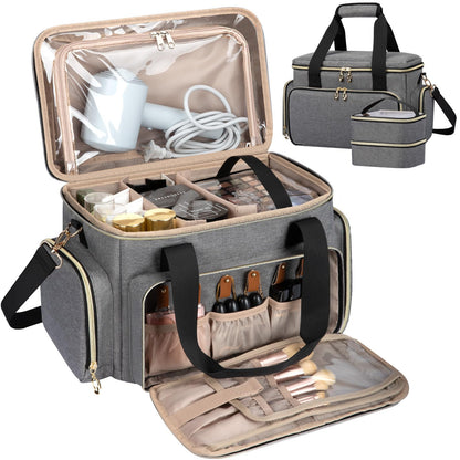 GDNasist Large Makeup Bag, Portable Travel Makeup Bag Organizer