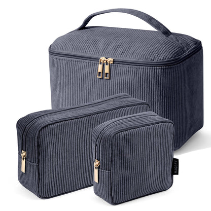 MAGEFY Small Makeup Bag for Purse Mini Cosmetics Bag Corduroy Cute Cosmetic Pouch for Women with Slip-in Pockets