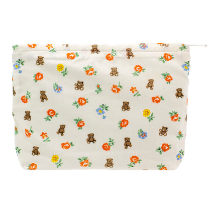 Flat Makeup Bag for Women,Zipper Cosmetic Pouch for Purse,Strawberry Beige
