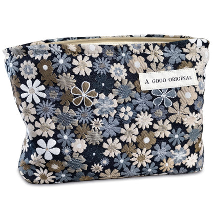 STARDW Leopard Makeup Bag Organizer Cosmetic Bags for Women and Girls,Travel Toiletry Bag Large Capacity Canvas Makeup Zipper Pouch, Purse Organizer Pouches (Brown Leopard)
