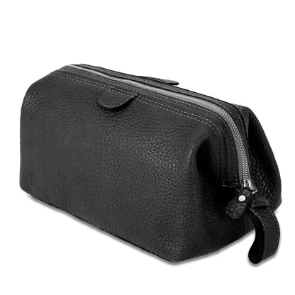 KomalC Buffalo Leather Toiletry Bag for Men & Women, Travel Pouch