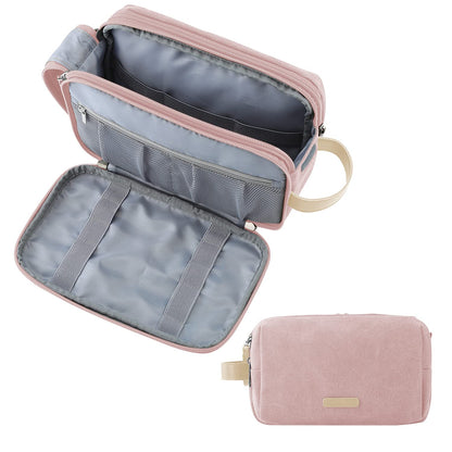 BAGSMART Toiletry Bag for Women, Cosmetic Makeup Bag Organizer, Travel Bag for Toiletries, Dopp Kit Water-resistant Shaving Bag for Accessories, Pink-Large