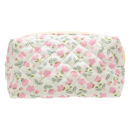 PAZIMIIK Small Quilted Makeup Bag,Zipper Cosmetic Pouch,Grey Floral