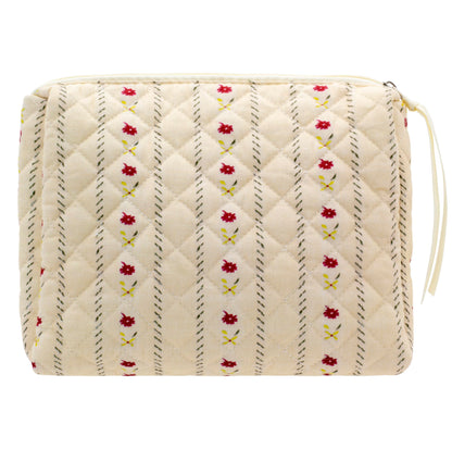 Quilted Makeup Bag for Women, Travel Cosmetic&Toiletry Bag,Gauze Heart