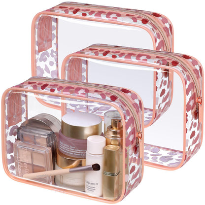 PACKISM TSA Approved Toiletry Bag - Clear Makeup Bag for Travel, Rose Pink