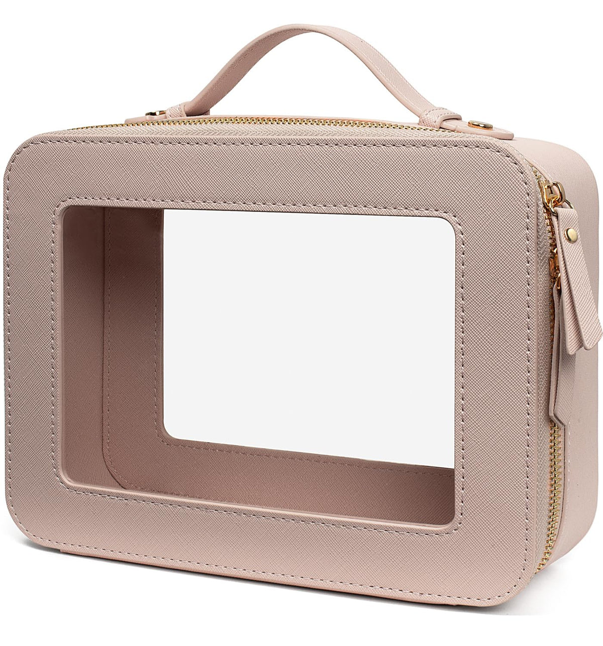 LETGO Clear Makeup Bags, TSA Approved Toiletry Bag with Zipper,Transaparent Beach Makeup Organizer Bag for Beach Travel Essentials,Clear Cosmetic Bags for Women Men(O-Beige)