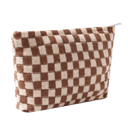 Cosmetic Bags for Women - Corduroy Cosmetic Bag Aesthetic Women Handbags Purses Smile Dots Makeup Organizer Storage Makeup Bag Girls Case Bags (A-Beige)