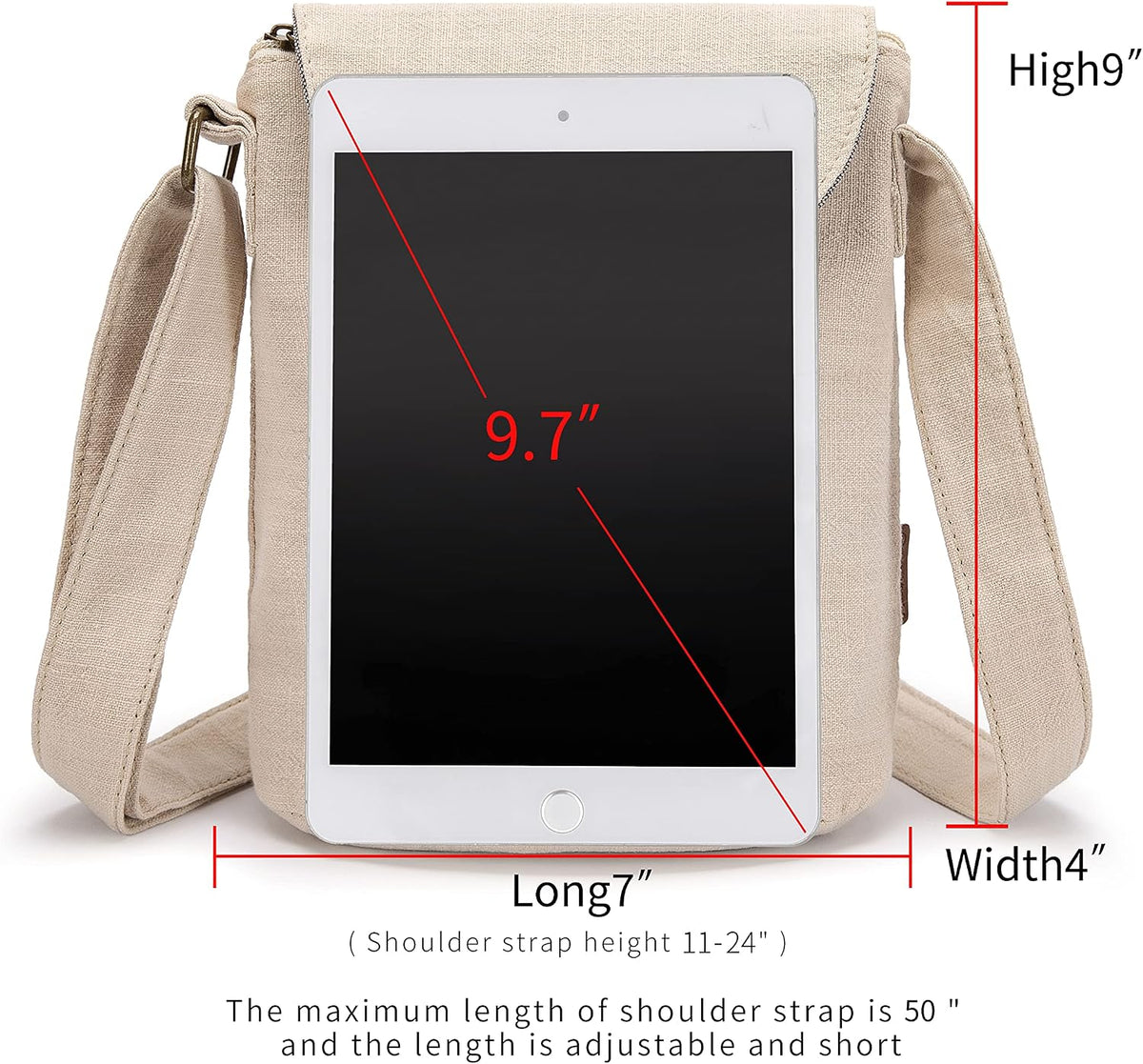 OPQRSTU Women's Retro Small Size Canvas Shoulder Bag Hippie Boho Crossbody Handbag