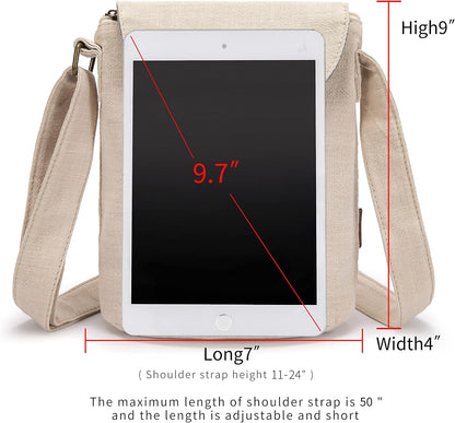 OPQRSTU Women's Retro Small Size Canvas Shoulder Bag Hippie Boho Crossbody Handbag
