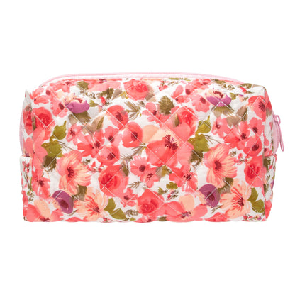 PAZIMIIK Small Quilted Makeup Bag,Zipper Cosmetic Pouch,Grey Floral