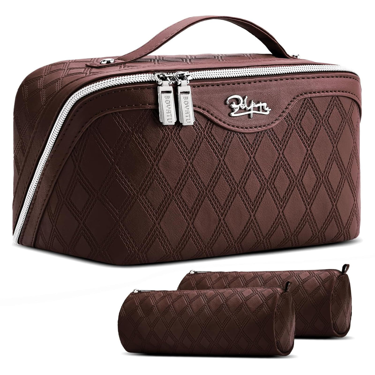 BOYATU Travel Makeup Bag Organizer: 3 Pcs Leopard Cometic Bag Set for Women