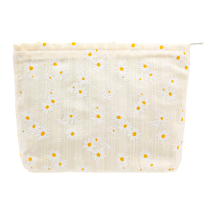 Flat Makeup Bag for Women,Zipper Cosmetic Pouch for Purse,Strawberry Beige