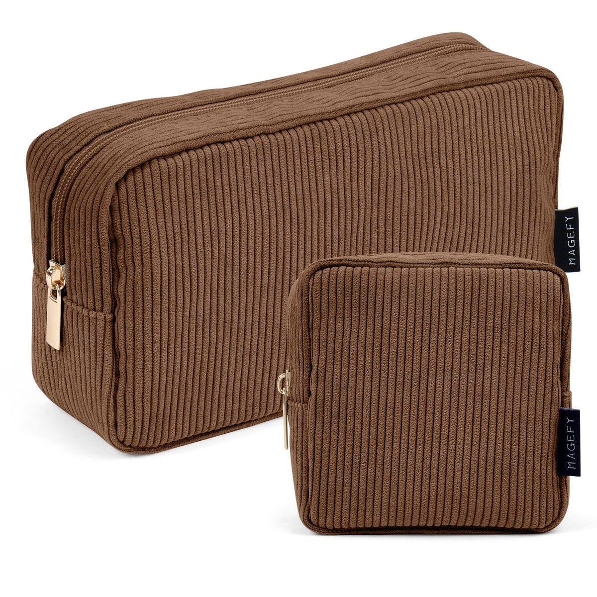 MAGEFY Small Makeup Bag for Purse Mini Cosmetics Bag Corduroy Cute Cosmetic Pouch for Women with Slip-in Pockets