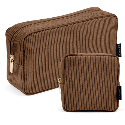 MAGEFY Small Makeup Bag for Purse Mini Cosmetics Bag Corduroy Cute Cosmetic Pouch for Women with Slip-in Pockets