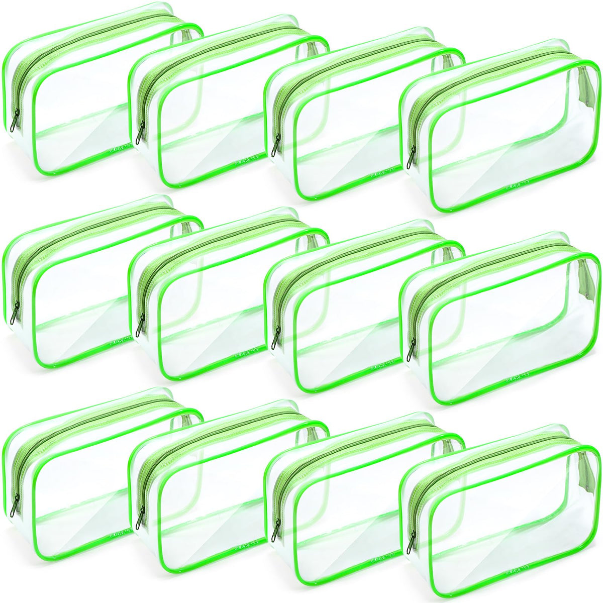 Weewooday 12 Pcs Clear Cosmetic Bags PVC Zipper,None