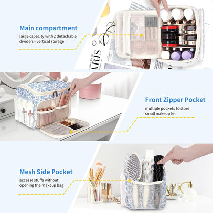 Makeup Bag for Women, Travel Makeup Case Organizer, Large Cosmetic Storage