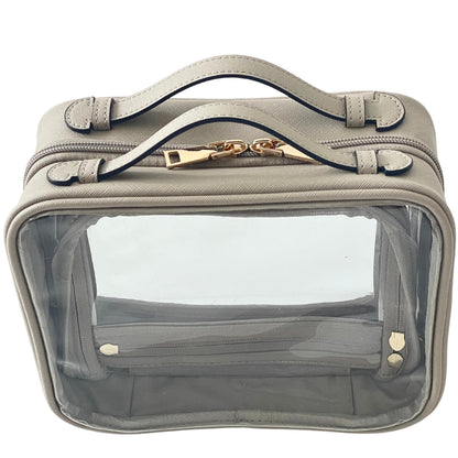 JAZD Clear Makeup Bag Toiletry Bag for Women Cosmetic Case Large Capacity Travel Make Up Bag Organizer Transparent Storage Compartment TSA Approved