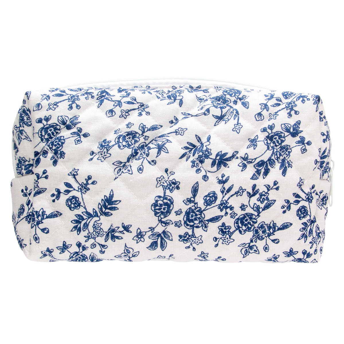 PAZIMIIK Small Quilted Makeup Bag,Zipper Cosmetic Pouch,Grey Floral