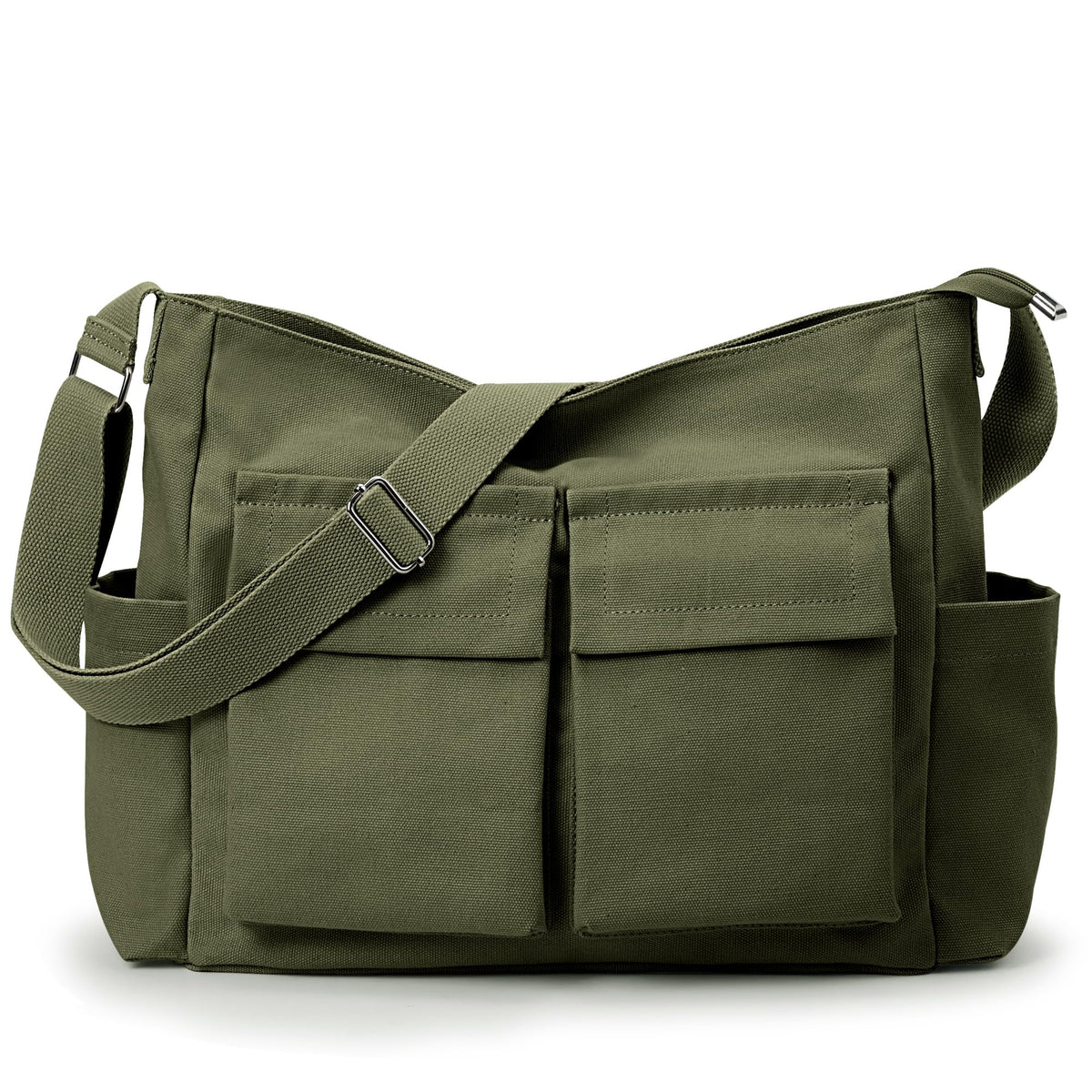 KALIDI Canvas Tote Bag Zipper Large Crossbody Shoulder Bag Messenger Bag