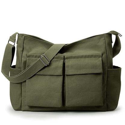 KALIDI Canvas Tote Bag Zipper Large Crossbody Shoulder Bag Messenger Bag
