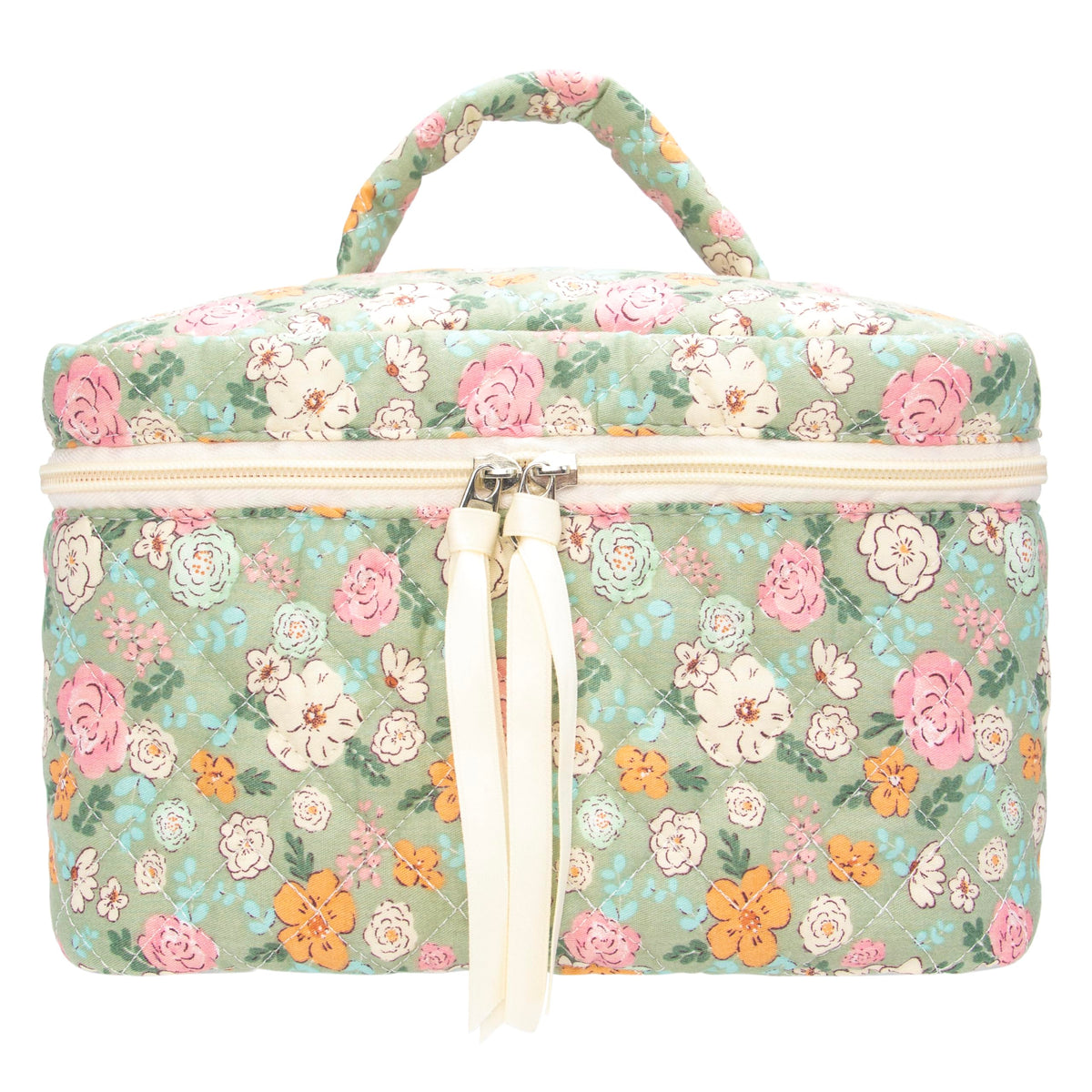 Quilted Makeup Bag for Women, Travel Cosmetic&Toiletry Bag,Gauze Heart