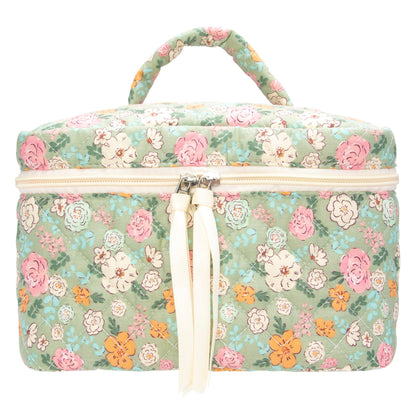 Quilted Makeup Bag for Women, Travel Cosmetic&Toiletry Bag,Gauze Heart