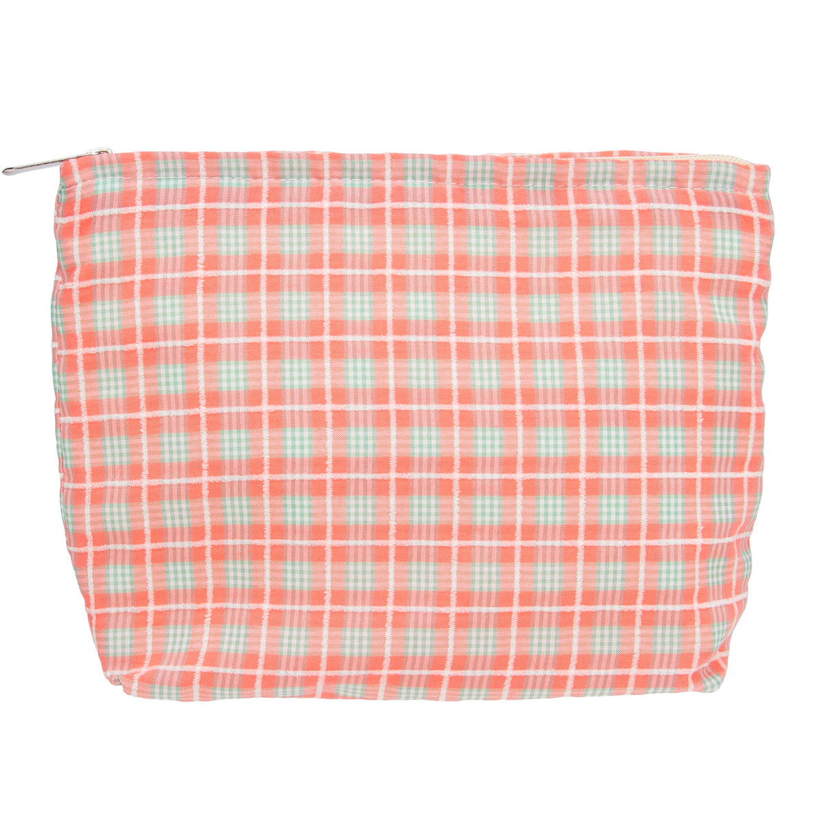 Flat Makeup Bag for Women,Zipper Cosmetic Pouch for Purse,Strawberry Beige