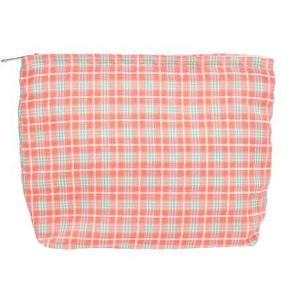 Flat Makeup Bag for Women,Zipper Cosmetic Pouch for Purse,Strawberry Beige
