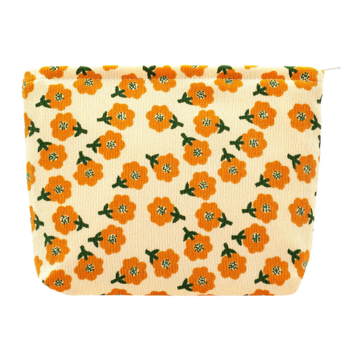 Flat Makeup Bag for Women,Zipper Cosmetic Pouch for Purse,Strawberry Beige