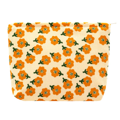 Flat Makeup Bag for Women,Zipper Cosmetic Pouch for Purse,Strawberry Beige